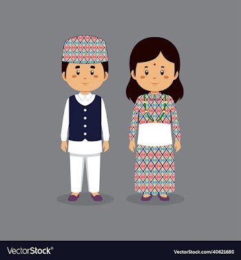 couple character wearing nepal national dress