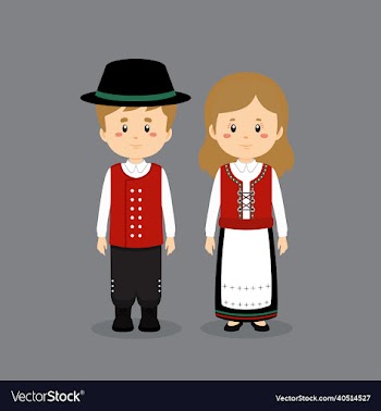 couple character wearing norway national dress