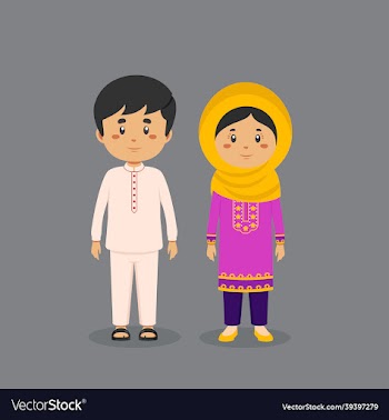 couple character wearing pakistan national dress