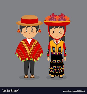 couple character wearing peru national dress