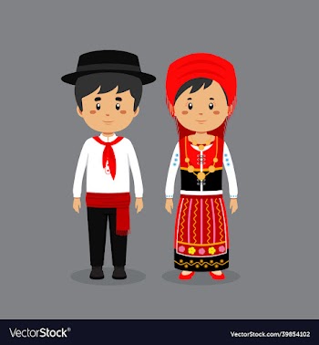 couple character wearing portuguese national dress