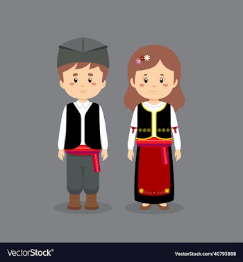 couple character wearing serbia national dress
