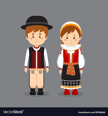 couple character wearing slovakia national dress