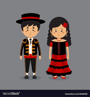 couple character wearing spanish national dress