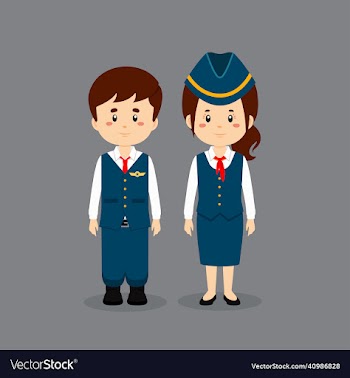 couple character wearing steward and stewardess