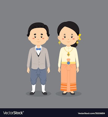 couple character wearing thailand traditional