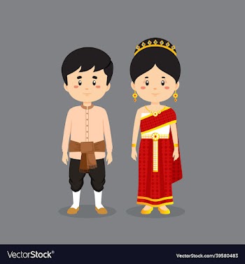couple character wearing thailand traditional
