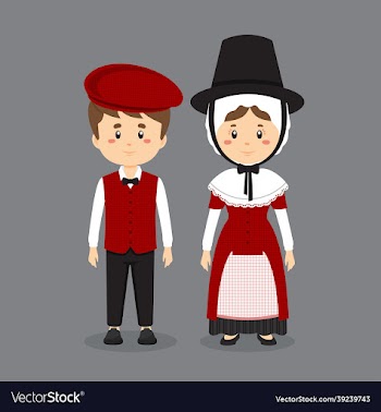 couple character wearing wales national dress