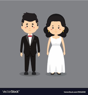 couple character wearing wedding outfit