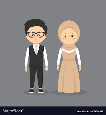 couple character wearing wedding outfit