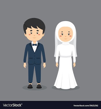 couple character wearing wedding outfit