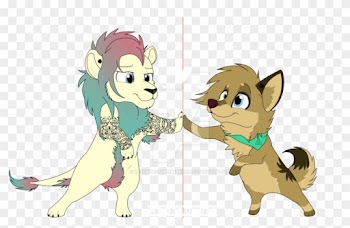Couple Chibi Lion And Wolf By Nerdywolftrash - Cartoon