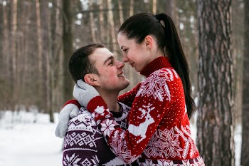Couple Cuddling on the Middle of Ice Forest
