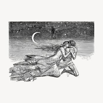 Couple drawing, Death of Oenone | Free Vector Illustration - rawpixel