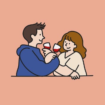 Couple drinking wine cartoon sticker, | Free PSD Illustration - rawpixel