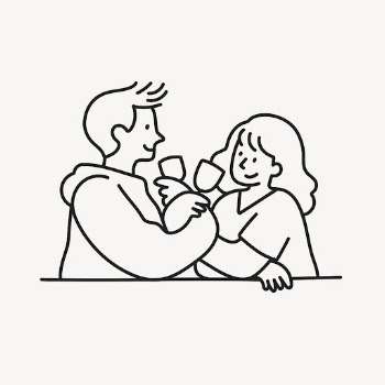 Couple drinking wine doodle sticker, | Free Vector Illustration - rawpixel