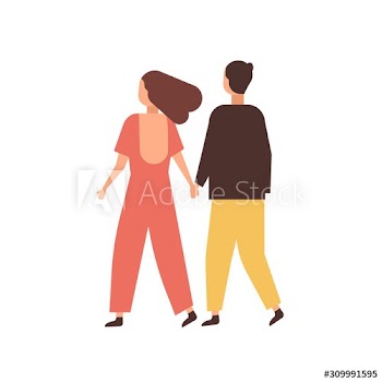 Couple holding hands flat vector illustration