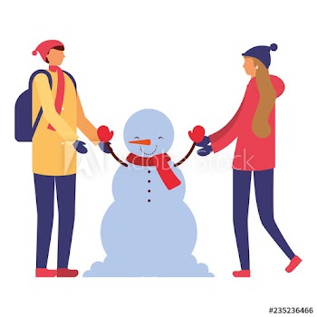 couple holding hands winter snowman