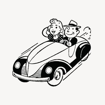 Couple in car collage element, | Free Vector - rawpixel