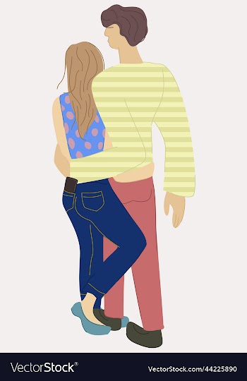 couple in hugs view from back