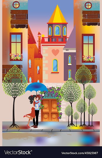 couple in love under an umbrella