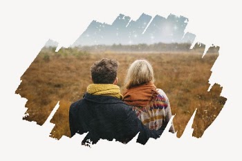 Couple in nature, brush stroke | Free PSD - rawpixel
