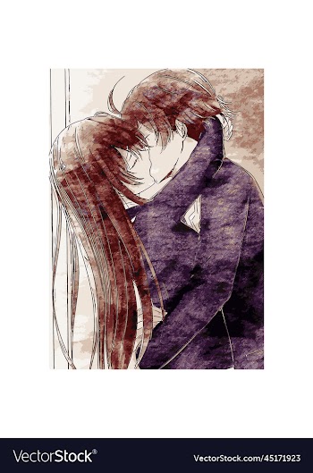 couple kiss anime poster image