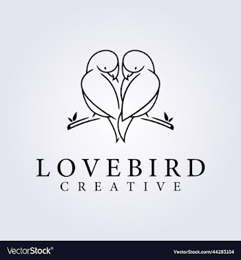 couple lovebird posing with love shape for logo