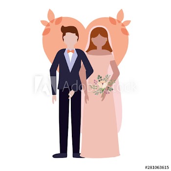 Couple of bride and groom avatar design