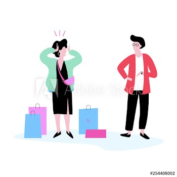 Couple of people with shopping bag around
