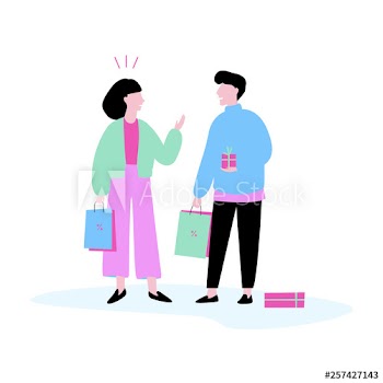 Couple of people with shopping bag around