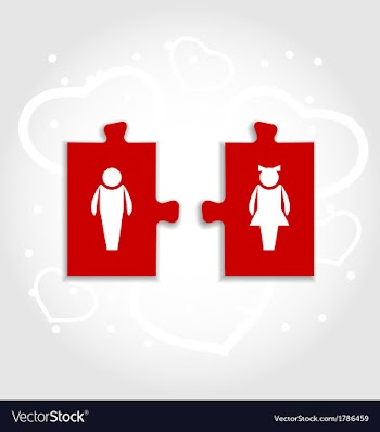  					Couple of puzzle human icons for Valentines Day vector image														