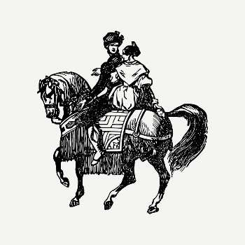 Couple on horse clipart, vintage | Free PSD Illustration - rawpixel