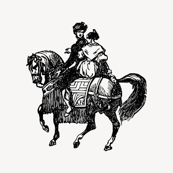 Couple on horse collage element, | Free Vector Illustration - rawpixel