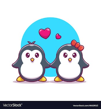 couple penguin holding hand cartoon