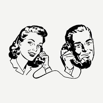 Couple phone call drawing, illustration | Free PSD - rawpixel