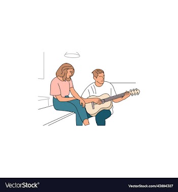 couple play guitar music design