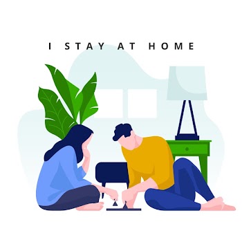 Couple playing chess at home Free Vector