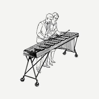 Couple playing marimba clipart, vintage | Free PSD Illustration - rawpixel