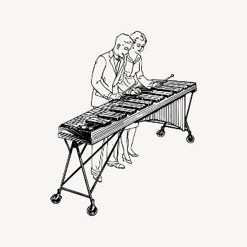 Couple playing marimba drawing, vintage | Free Vector Illustration - rawpixel