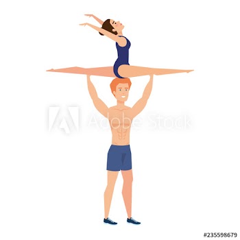couple practicing exercise characters