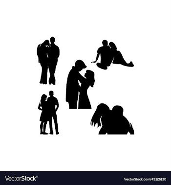 couple set silhouette icon logo