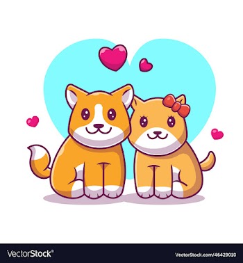 couple shiba inu dog cartoon