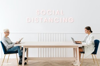 Couple sitting with a social distancing in a house mockup | Free  psd mockup - 2303106