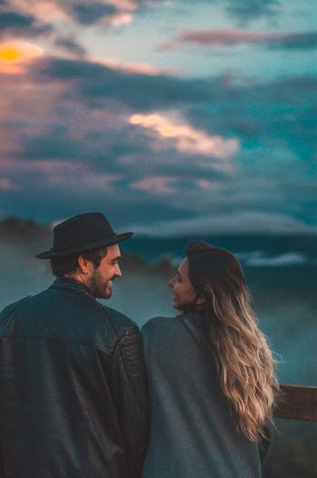 Couple Staring Each Other during Golden Hour