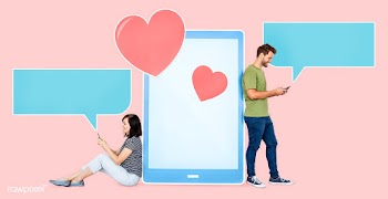 Couple texting loving messages to each other | Free stock psd mockup - 458013