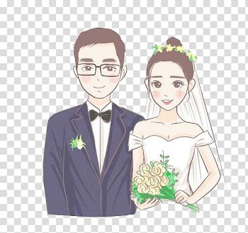 Couple Wedding Marriage, Cartoon couple transparent background PNG clipart