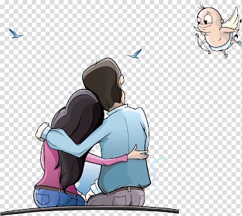 Couple with angel illustration, Cartoon couple Animation, Couple under moon transparent background PNG clipart