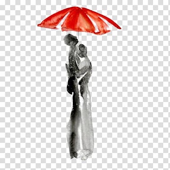 Couple with umbrella illustration, Watercolor painting Umbrella Contemporary art Drawing, Umbrella men and women watercolor transparent background PNG clipart