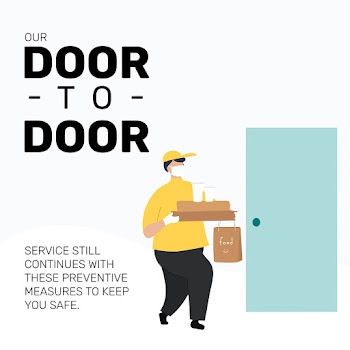 Courier man deliver goods door to door service